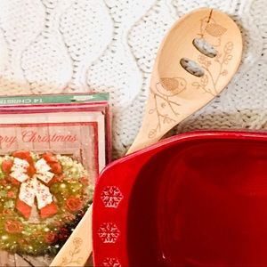 Bird wood spoon - snowflake ceramic dish - farmhouse holiday cards - win…